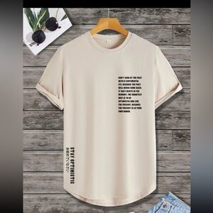 SHEIN | Men Slogan graphic high low tee